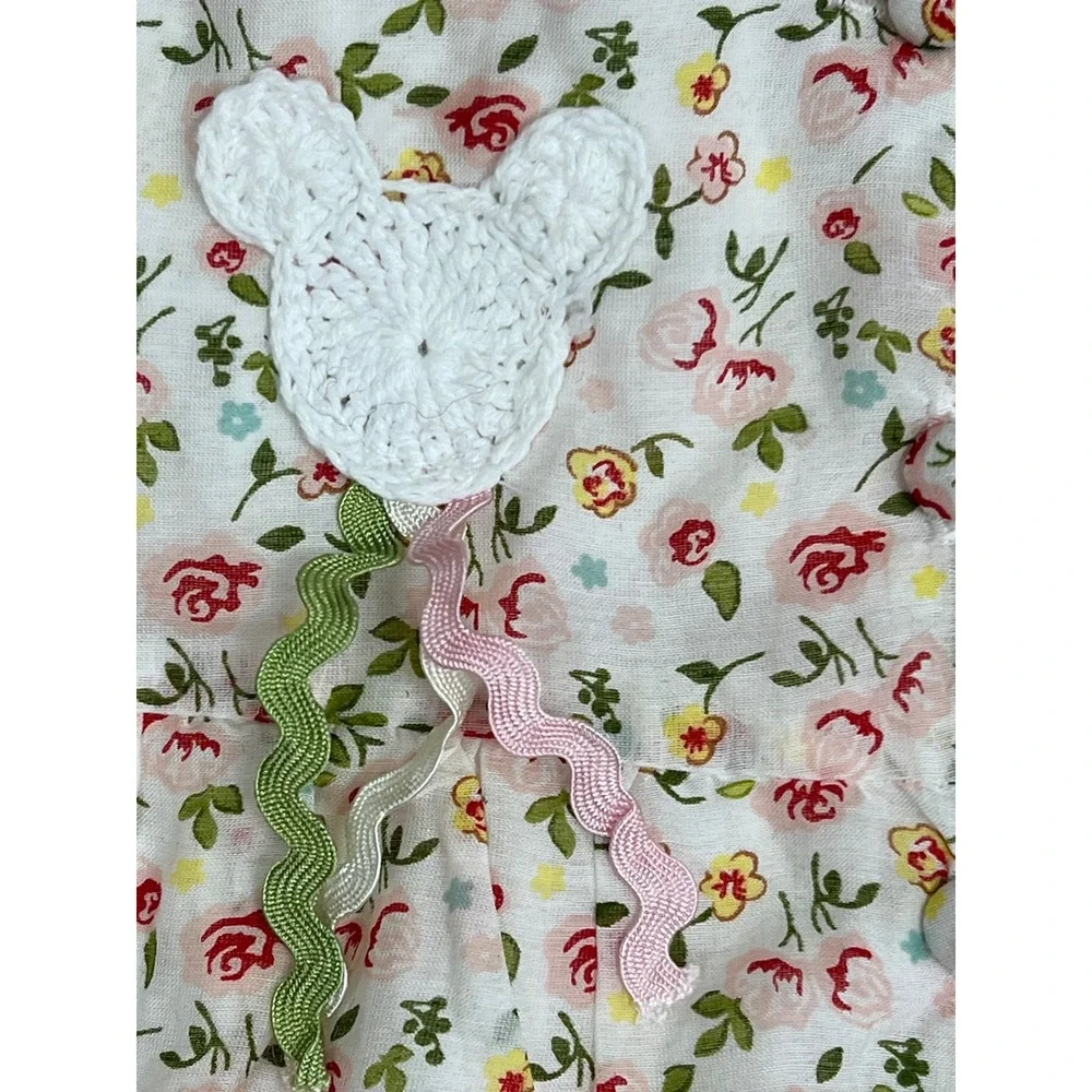 Disney Signature Baby Girl Dress 6 Months Floral‎ Print White Pink Cotton Silk